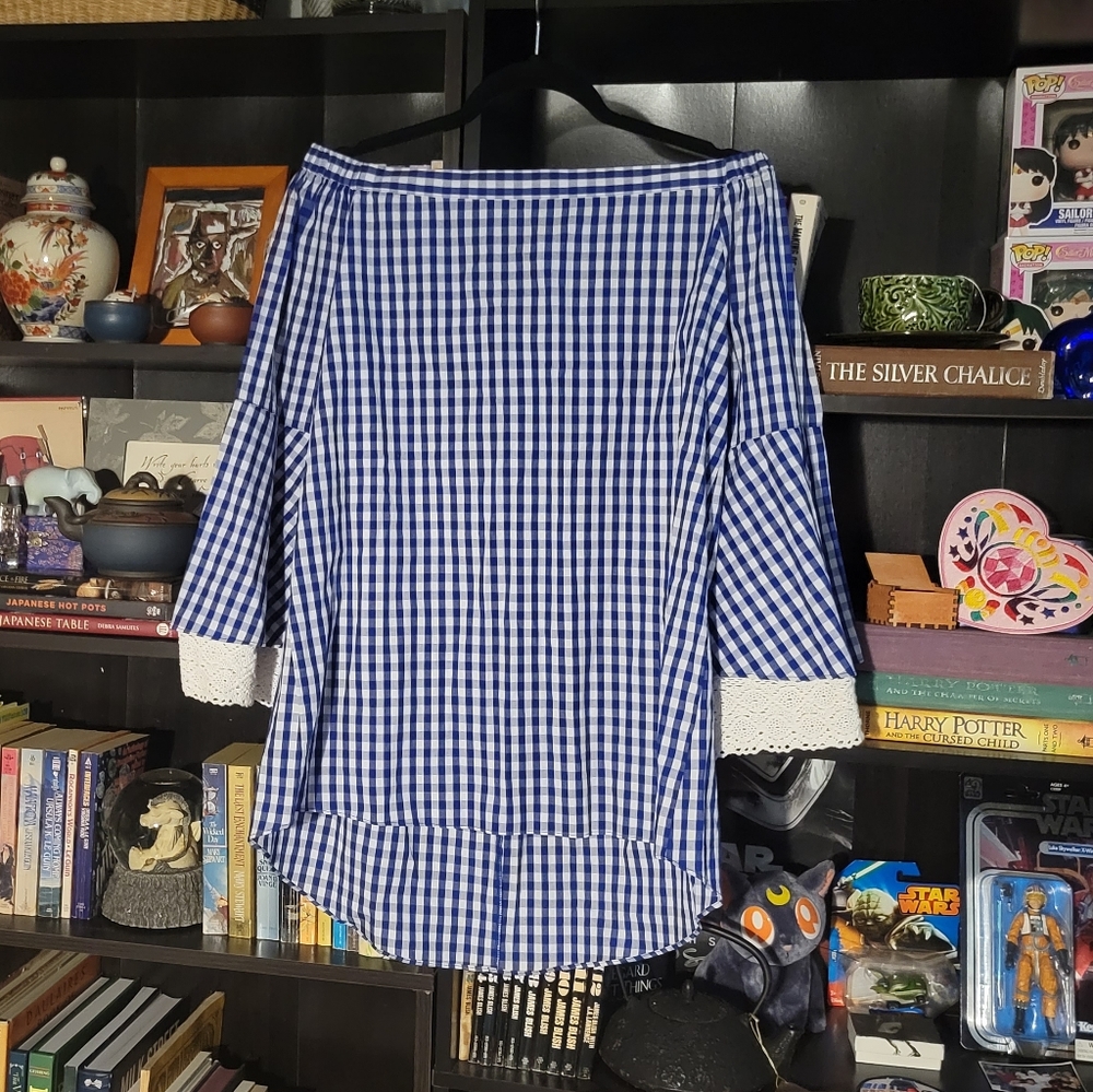Mischa Gingham Over-the-shoulder Blouse
